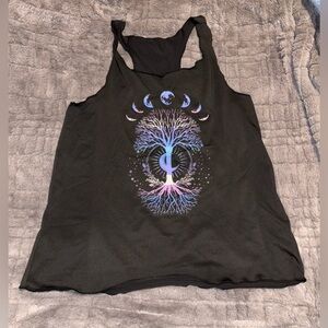 NWOT SHEIN Women's Black Graphic Razorback Tank Top